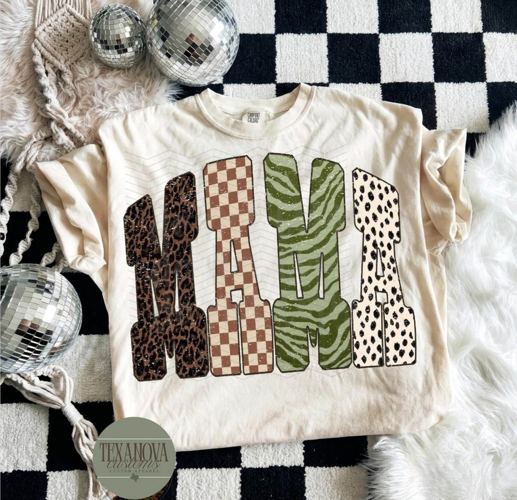 Zebra Checkered Mama Graphic