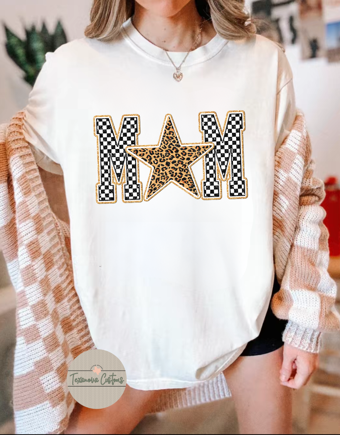 Cheetah/Checkered MOM Graphic