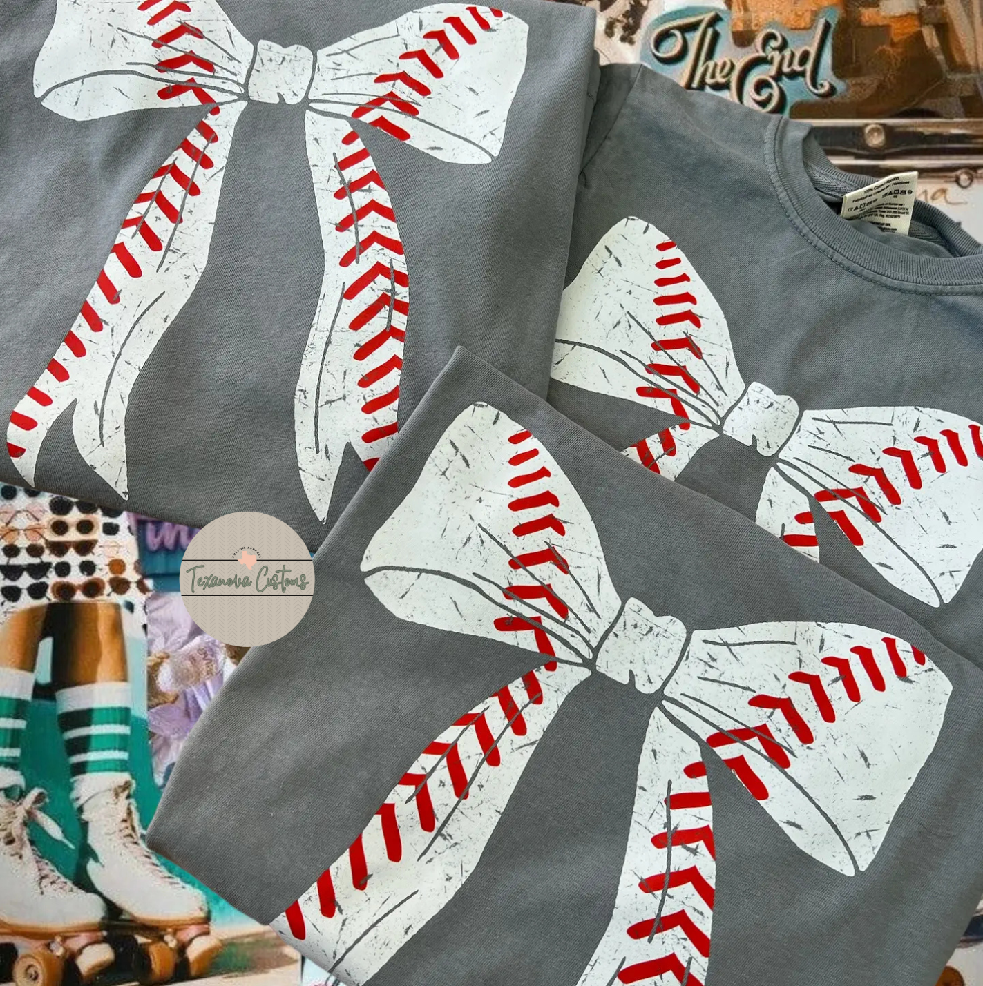 Baseball Bow Graphic