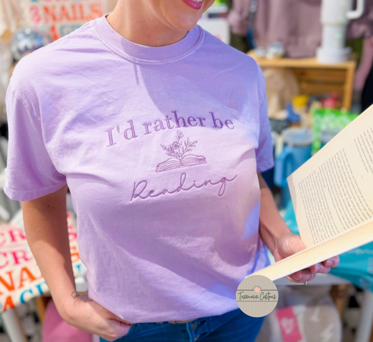 Embroidered I'd Rather be Reading