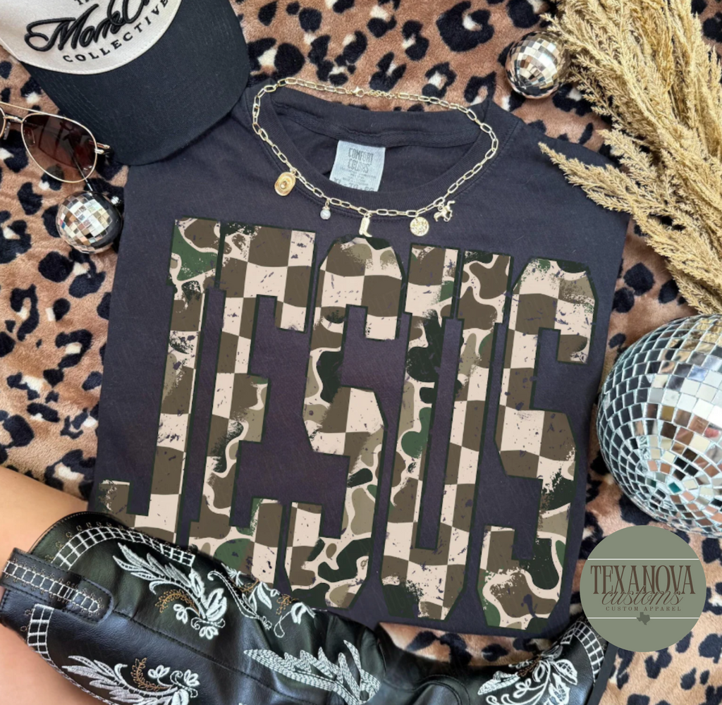 Camo Checkered Jesus Graphic