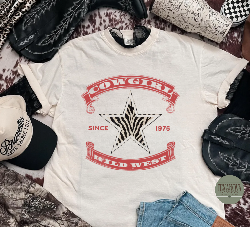 Zebra Star Cowgirl Graphic