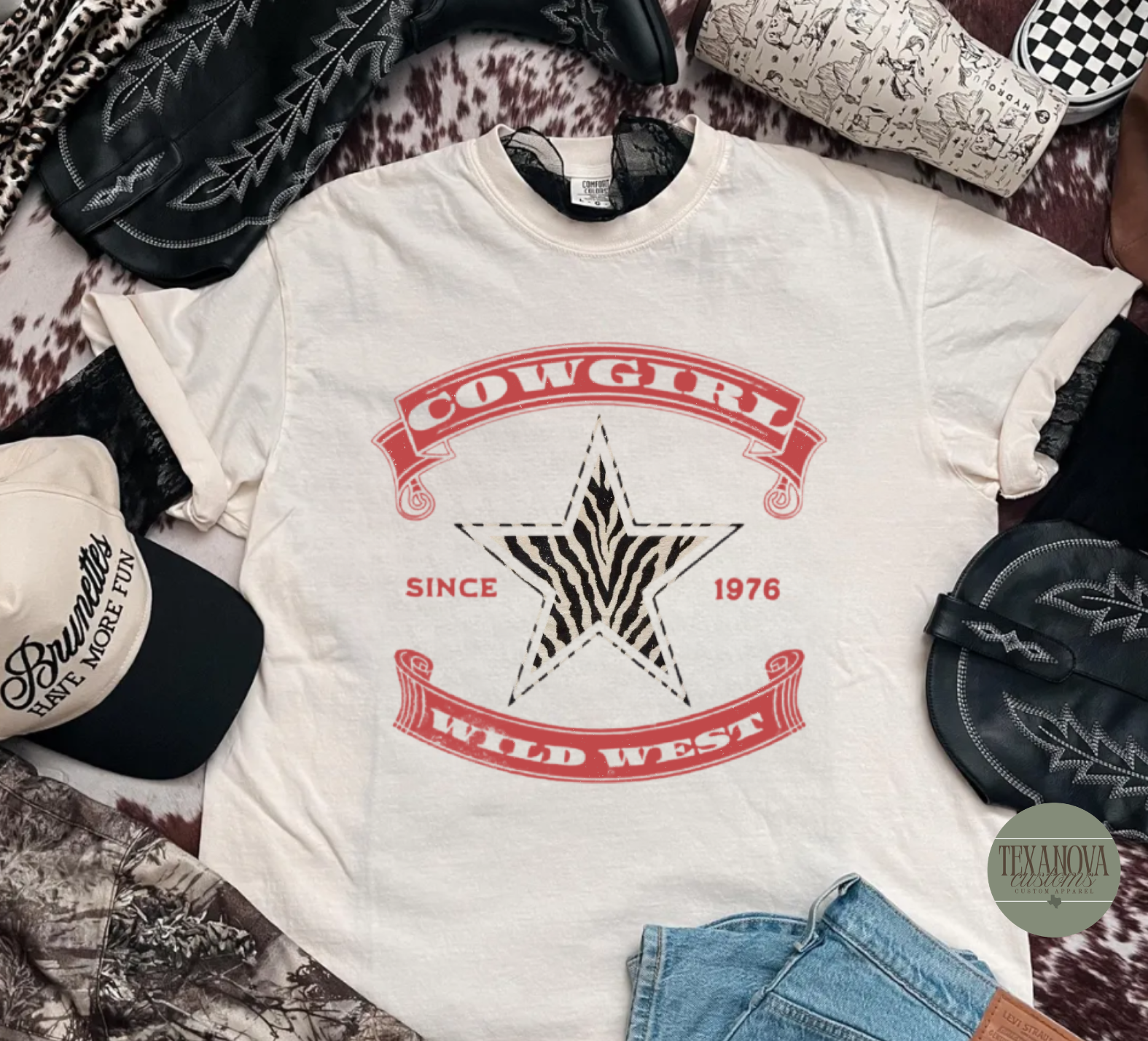 Zebra Star Cowgirl Graphic