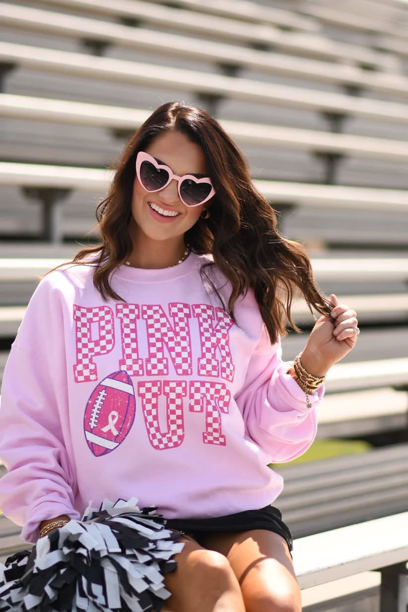 Checkered Football Pink Out Graphic