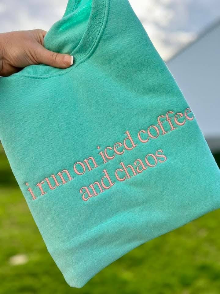 Embroidered iced coffee & chaos