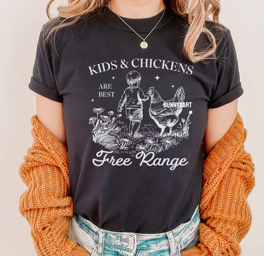 Kids & Chickens Free Range Graphic