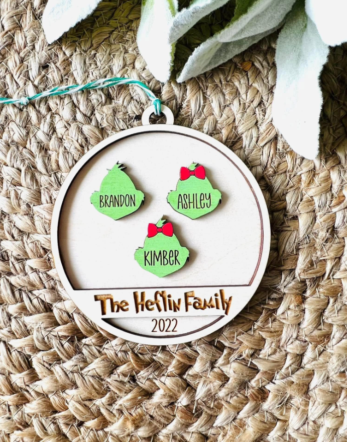 Custom Grinch Family Ornament