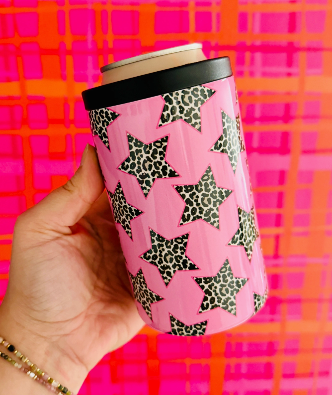 Cheetah Stars Can Koozie
