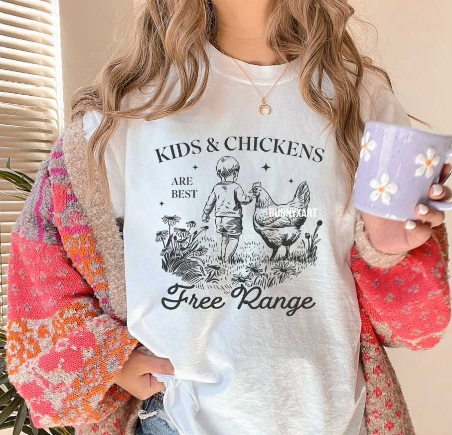Kids & Chickens Free Range Graphic